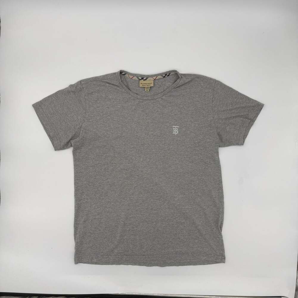 Burberry Logo T-Shirt Size M Grey Cotton Short Sleeve
